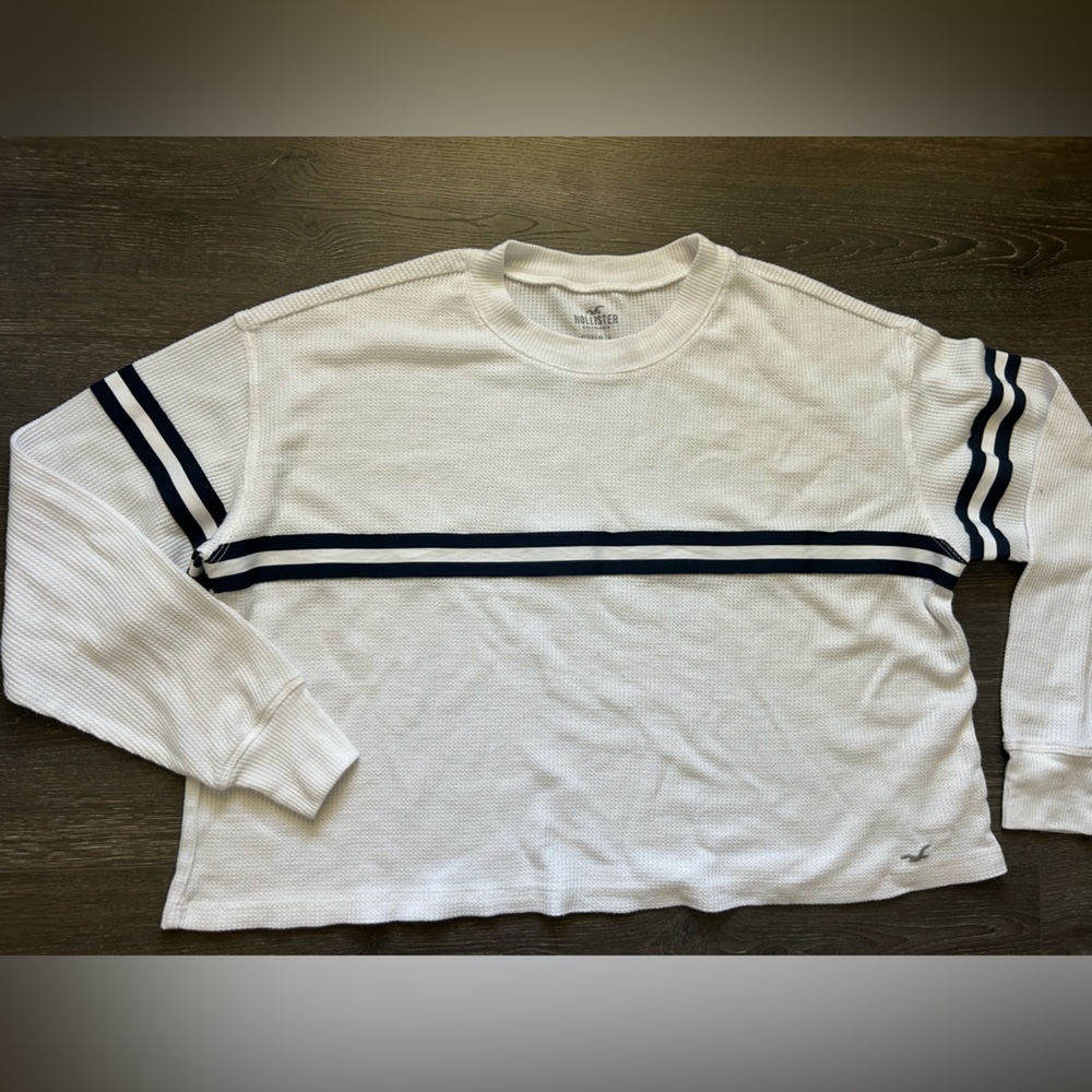 Hollister Long sleeve boyfriend Top - Sz SM - waffle knit shirt